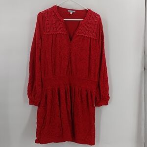 Anthropologie Leifnotes red peasant dress